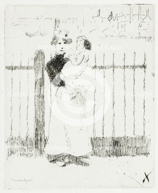 Emma and Her Baby, Chelsea Embankment, 1888-89. Creator: Theodore Roussel.