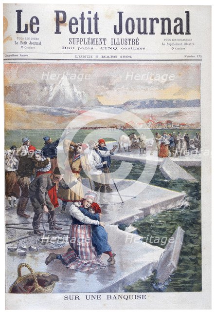 People stranded on ice floes, Finland, 1894. Artist: Unknown