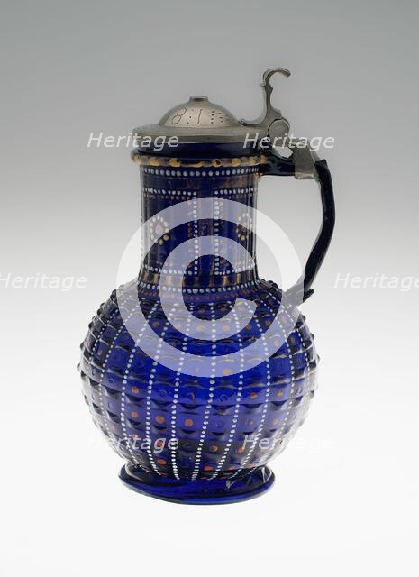 Covered Jug, Bohemia, 1581. Creator: Bohemia Glass.