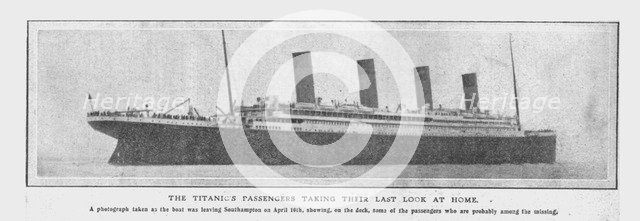 'The Titanic's Passengers Taking Their Last Look at Home', (April 20), 1912. Creator: Unknown.