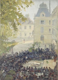 Concert for the wounded in courtyard of the Val-de-Grace military hospital, 1915. Creator: Ernest Victor Boudet.