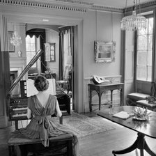Woman in evening dress playing the harpsichord, Fenton House, London, 1960-1965. Artist: John Gay