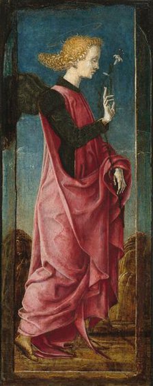 The Archangel Gabriel [middle left panel], c. 1470/1480. Creator: Cosmè Tura.