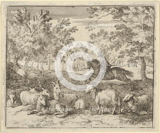 The Shepherd on Horseback Chases the Stag, 1650-75. Creator: Allart van Everdingen.