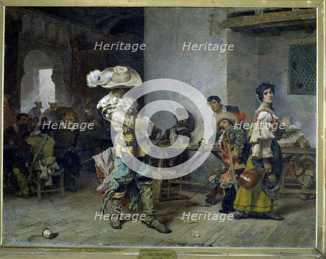 Braggarts at an inn,' by Muñoz Degrain, oil, 1881.