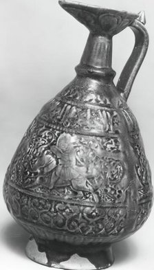 Ewer with Molded Inscriptions and Figures on Horseback, Iran, last quarter 11th-12th century. Creator: Unknown.