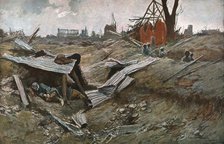 ''Bataille de la Somme; Village de Dompierre', 1916 (1924) Creator: Francois Flameng.