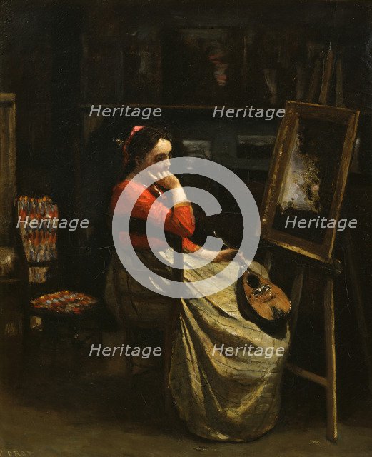 'The Workshop of Corot, Young Woman with Red Blouse', 1865-1870.  Artist: Jean-Baptiste-Camille Corot    