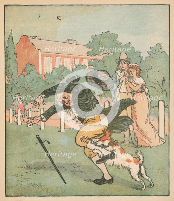 Good man of Islington bitten by the dog, c1879. Creator: Randolph Caldecott.