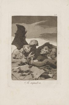 They Spruce Themselves Up (Se Repulen), 1799. Creator: Francisco Goya.