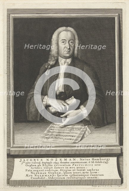 Portrait of the Composer Jacob Nozeman (1693-1745), 1745.