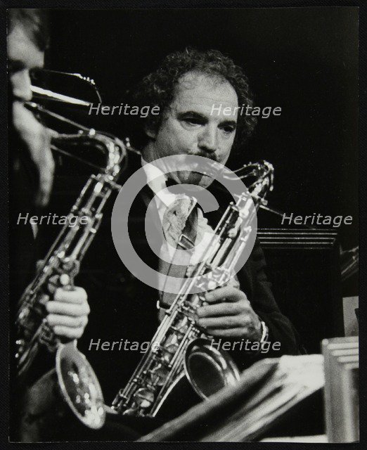 Saxophonist Frank Tiberi performing at the Forum Theatre, Hatfield, Hertfordshire, 1983. Artist: Denis Williams