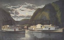 A Night on the Hudson - 'Through at Daylight' , pub. 1864, Currier & Ives (Colour Lithograph)