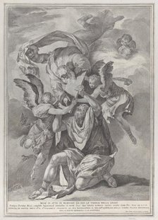 Moses receiving the Tablets of the Law from God who descends from the heavens; from..., ca. 1730-39. Creator: Pietro Monaco.