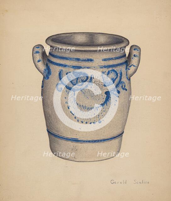 Gray Pottery Jar, c. 1940. Creator: Gerald Scalise.