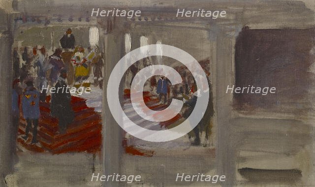 The opening of the university, a rehearsal for the wall painting of the banquet hall..., c1915. Creator: Akseli Gallen-Kallela.