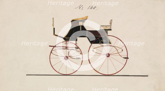 Design for 4 seat Phaeton, no top, no. 140, 1850-70. Creator: Brewster & Co.