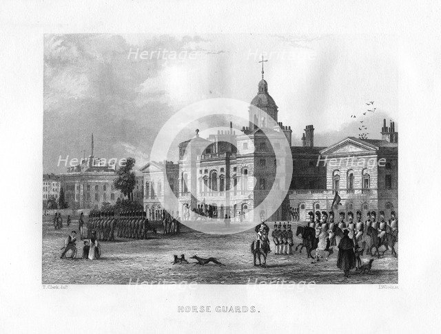 Horse Guards, London, 19th century.Artist: J Woods