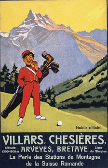 Railway poster advertising golfing holidays, Swiss, c1920s-c1930s. Artist: Unknown