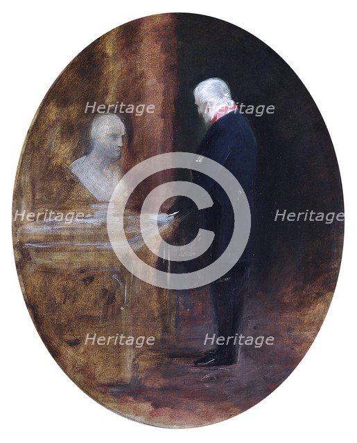 'The Duke of Wellington looking at bust of Napoleon', 19th century. Artist: Charles Robert Leslie.