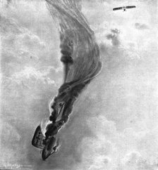 ''Ceux de l'air et ceux de la route; Un Aviatik, abattu par Garros 1er avril 1915, desend..., 1915. Creator: Matignon.
