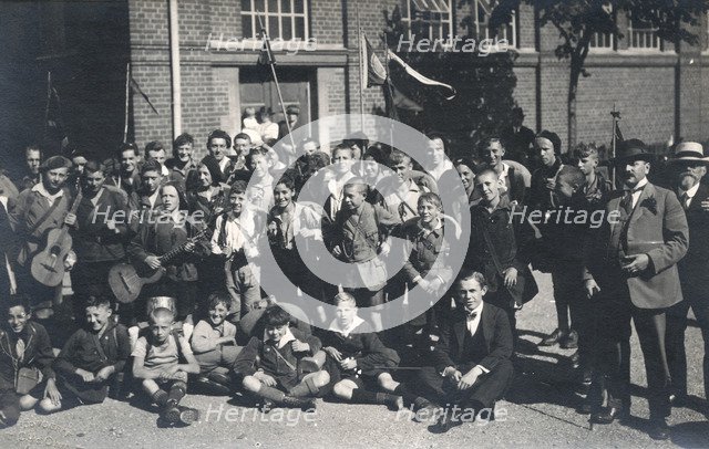 Schoolboys and their teacher going on outing, Sweden. Artist: Otto Ohm
