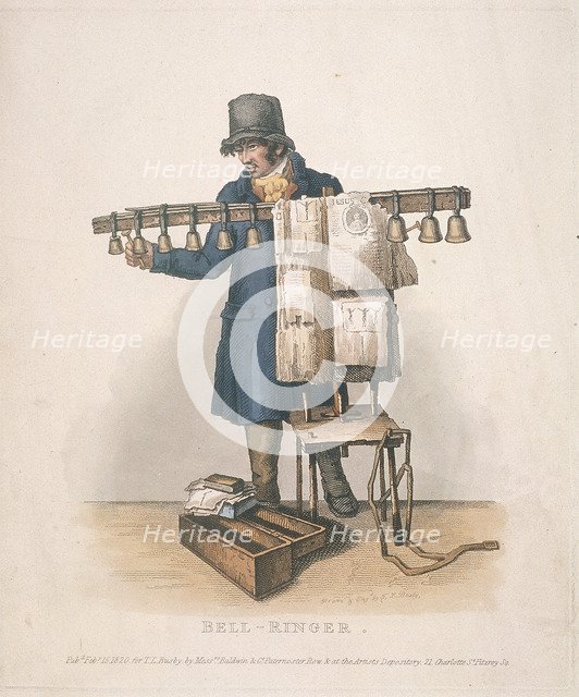 Bell-ringer with the stand for his bells, 1820. Artist: Thomas Lord Busby