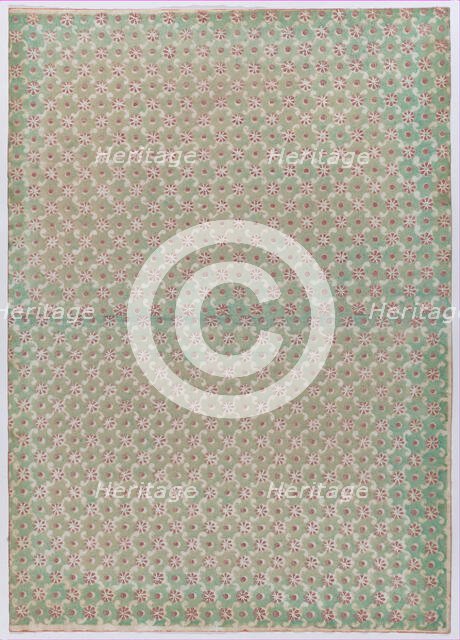 Sheet with overall floral and dot pattern, 19th century. Creator: Anon.