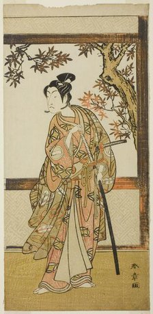 The Actor Ichikawa Monnosuke II as Shinokobe Shoji Yukihira in the Play Gohiiki Kanjincho..., c1773. Creator: Shunsho.