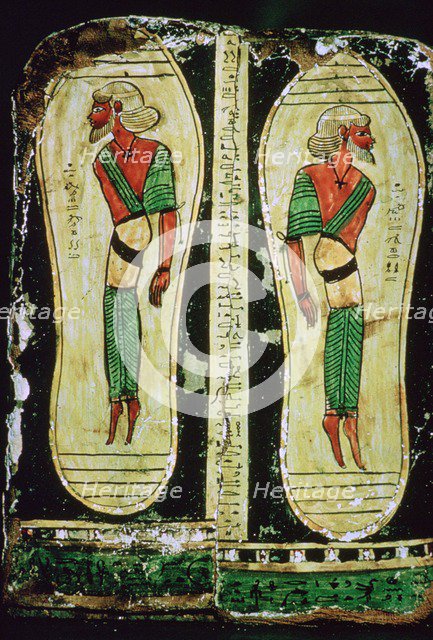 Semitic prisoners painted under a mummy-case's feet. Artist: Unknown