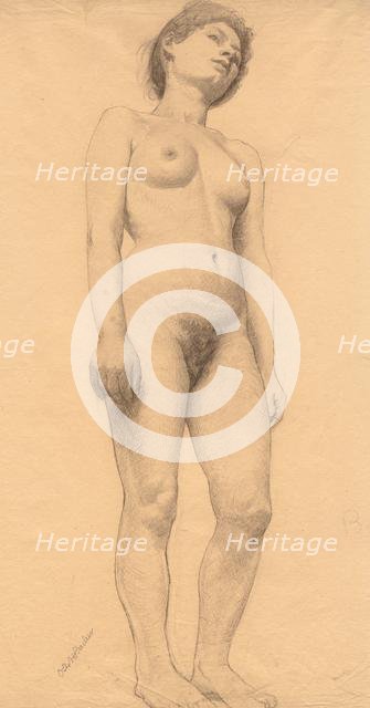Standing Female Nude, probably 1878-79. Creator: Otto H. Bacher (American, 1856-1909).
