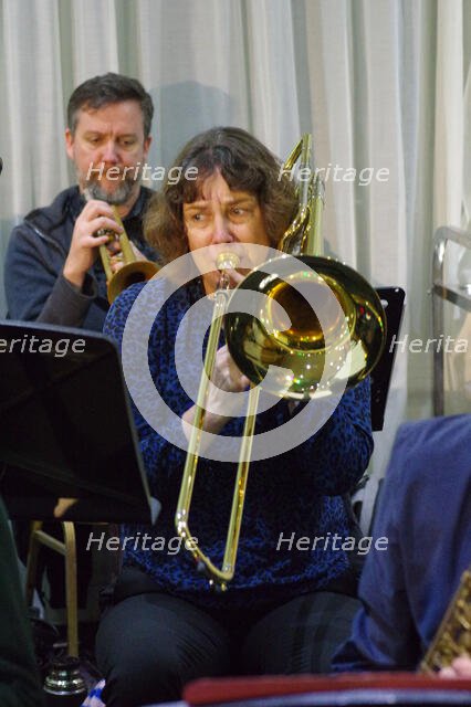 Sarah Williams, Stan Sulzmann’s Neon Orchestra, Watermill Jazz Club, Dorking, Surrey, Nov 2023. Creator: Brian O'Connor.