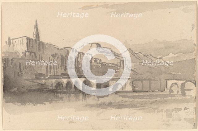 Bridge with Mountains in the Distance (Ventimiglia), 1884/1885. Creator: Edward Lear.