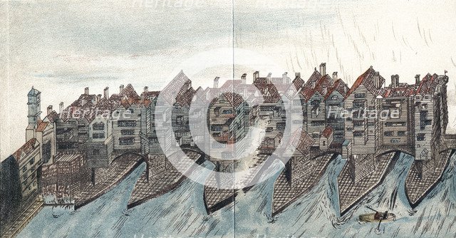 Part of Old London Bridge, c1600. Artist: Unknown