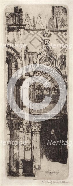 Porta della Carta, Doge's Palace, Venice, 1875-1921. Creator: Herman F Deigendesch.