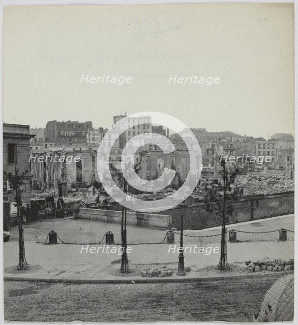 Panorama of the burnt-out La Villette docks, 19th arrondissement, Paris, 1871. Creator: Hippolyte Blancard.
