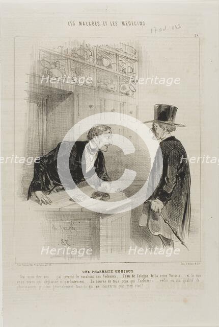 A Pharmacy for Every Need (plate 24), 1843. Creator: Charles Emile Jacque.