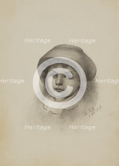 Untitled (Head of a Child with Hat), 1878. Creator: Mary Vaux Walcott.