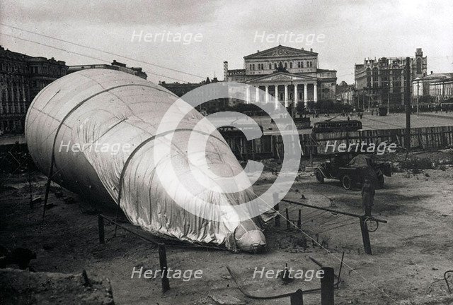 Barrage balloon at the Bolshoi Theatre, Moscow, USSR, 1942. Artist: Unknown
