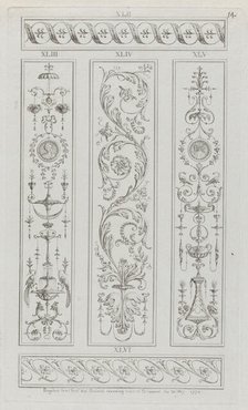 Panels of Ornament, nos. XLII-XLVI ("Designs for Various Ornaments," pl. 14), May 30, 1778. Creator: Michelangelo Pergolesi.
