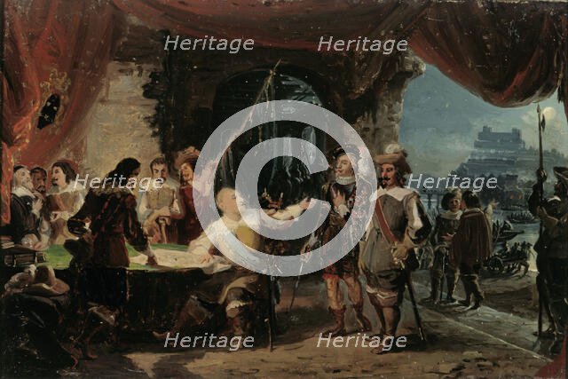 Gustav II Adolf and His War Council at Würzburg, sketch, 1856. Creator: Robert Wilhelm Ekman.