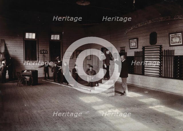 Metropolitan Lunatic Asylum, Kew, Victoria (Australia): boys walking along a ladder laid upon... Creator: Unknown.