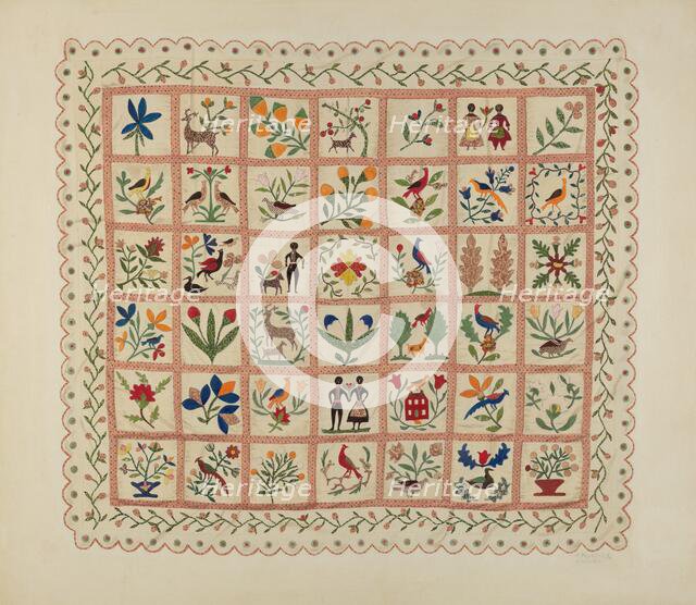 Applique Bedspread, c. 1941. Creators: Arlene Perkins, Charlotte Winter.