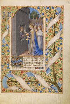 Saint Avia in Prison Receiving Communion from the Virgin; Katherine Hours, about 1480-1485. Creator: Jean Bourdichon.