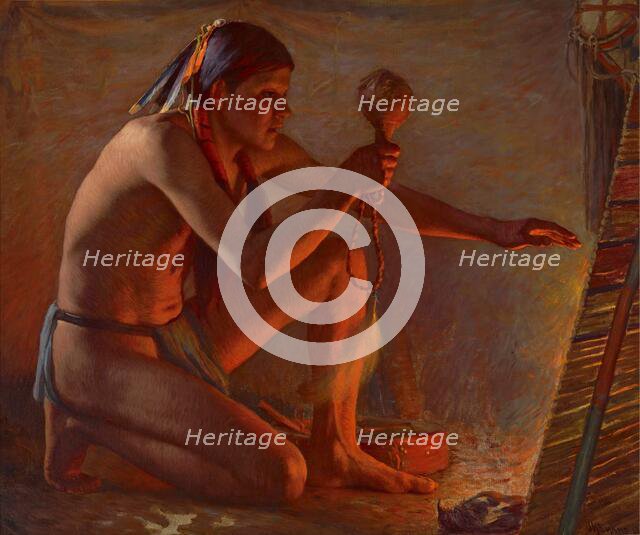 Firelight (Francisco Martinez), 1913. Creator: Joseph H. Sharp.