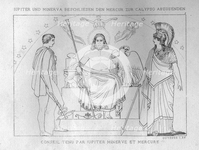 Zeus and Athena decide to send Hermes to Calypso, c1833. Artist: Unknown