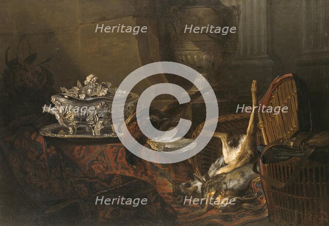 Still Life with Dead Game and a Silver Tureen on a Turkish Carpet, 1738. Creator: Jean-Baptiste Oudry.