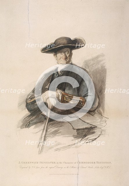 'Greenwich Pensioner in the character of Commodore Trunion', Greenwich Hospital, London, 1826. Artist: Frederick Christian Lewis