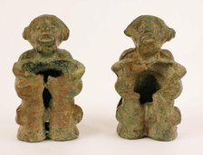 Pair of slide fittings in the form of monkeys, Late Shang dynasty or early Western Zhou dynasty. Creator: Unknown.