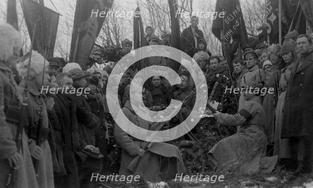 Funeral of V.M. Kruchina; at the cemetery., 1917-1923. Creator: Unknown.